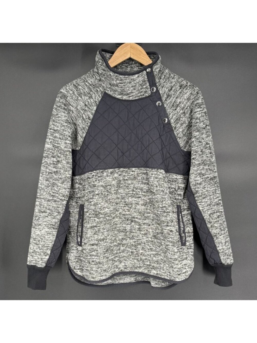 Abercrombie & Fitch Men’s Fleece Pullover Jacket M Gray Quilted Snap Neck Cozy